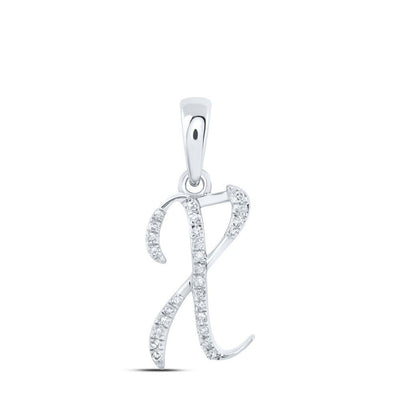 10k White Gold 0.08CTW Natural Diamond Initial "X" Charm 0.67g Alphabet Pendant - Elite Jewelers - Charms & Pendants