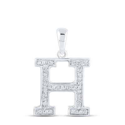 10k White Gold 0.09CTW Natural Diamond Initial "H" Charm 0.76g Alphabet Pendant - Elite Jewelers - Charms & Pendants