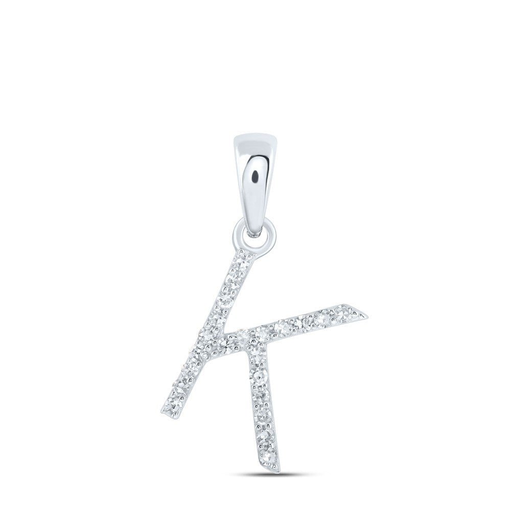10k White Gold 0.09CTW Natural Diamond Initial "K" Charm 0.54g Alphabet Pendant - Elite Jewelers - Charms & Pendants