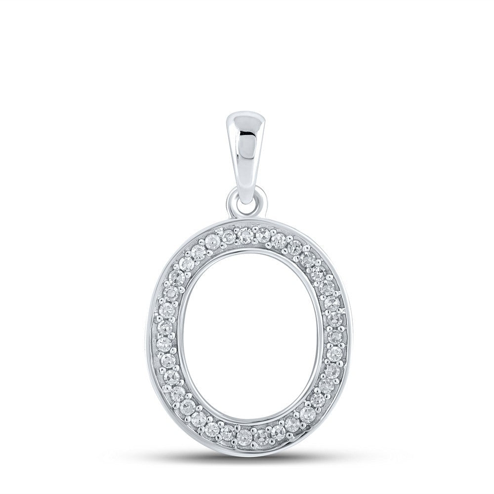 10k White Gold 0.09CTW Natural Diamond Initial "O" Charm 0.63g Alphabet Pendant - Elite Jewelers - Charms & Pendants