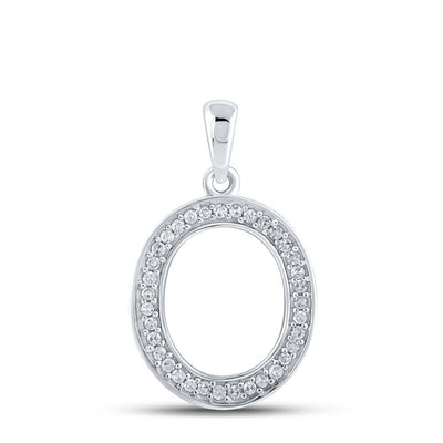 10k White Gold 0.09CTW Natural Diamond Initial "O" Charm 0.63g Alphabet Pendant - Elite Jewelers - Charms & Pendants