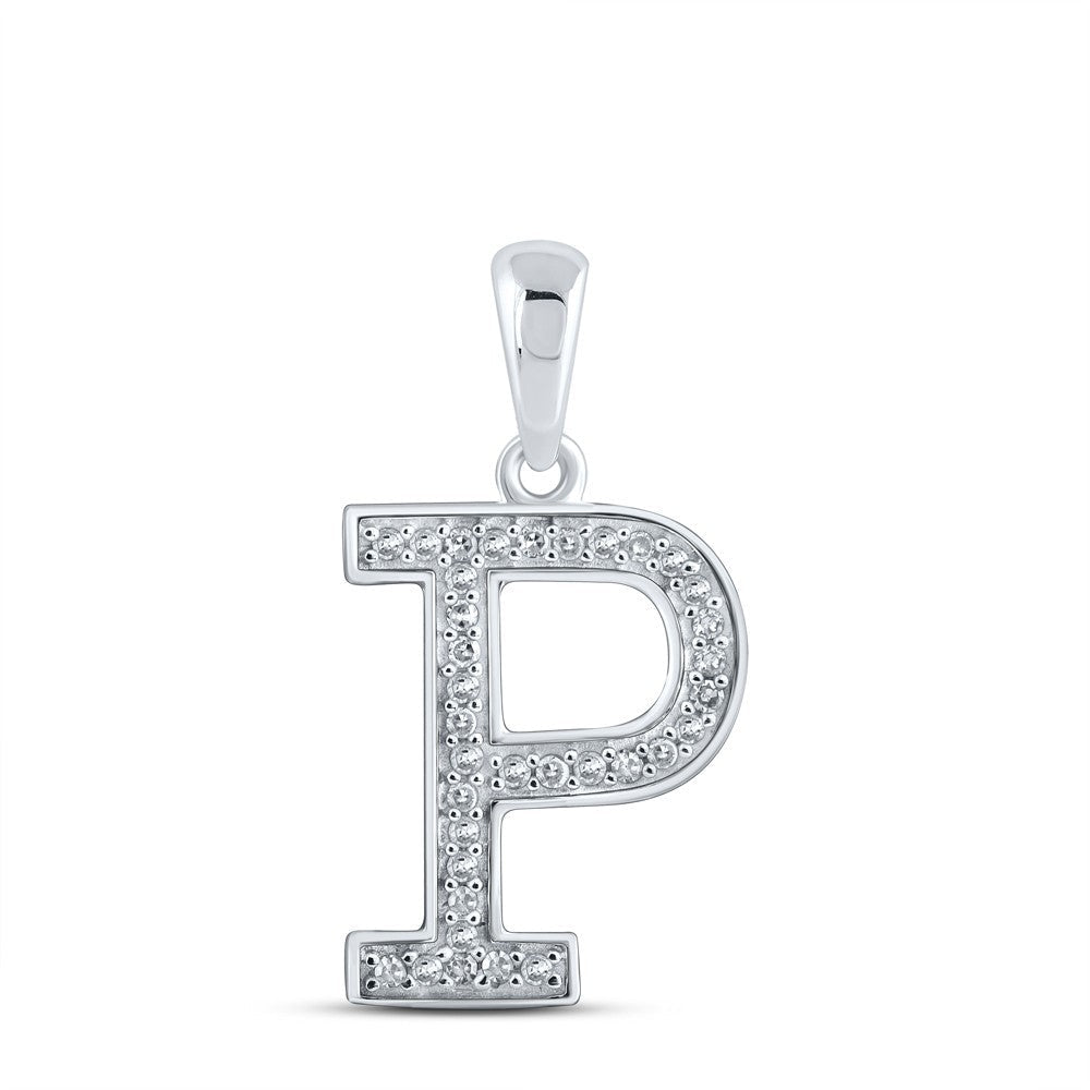 10k White Gold 0.09CTW Natural Diamond Initial "P" Charm 0.58g Alphabet Pendant - Elite Jewelers - Charms & Pendants