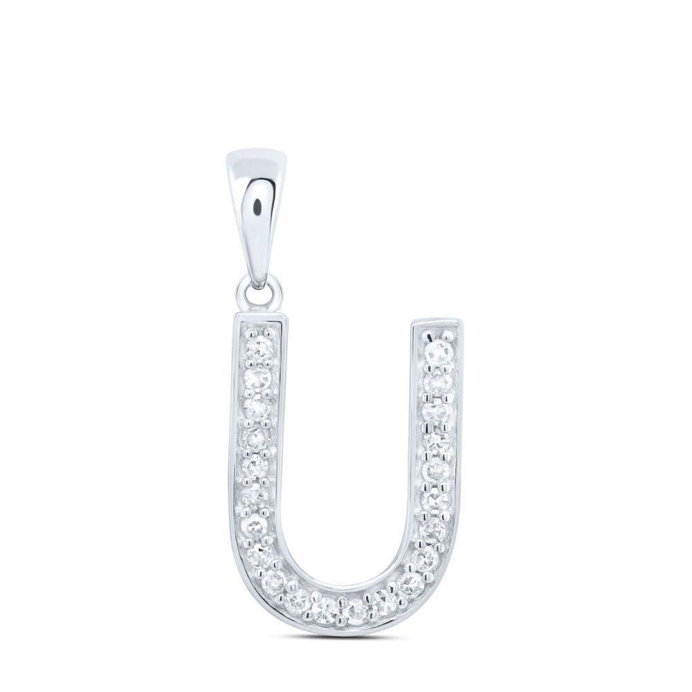 10k White Gold 0.09CTW Natural Diamond Initial "U" Charm 0.72g Alphabet Pendant - Elite Jewelers - Charms & Pendants