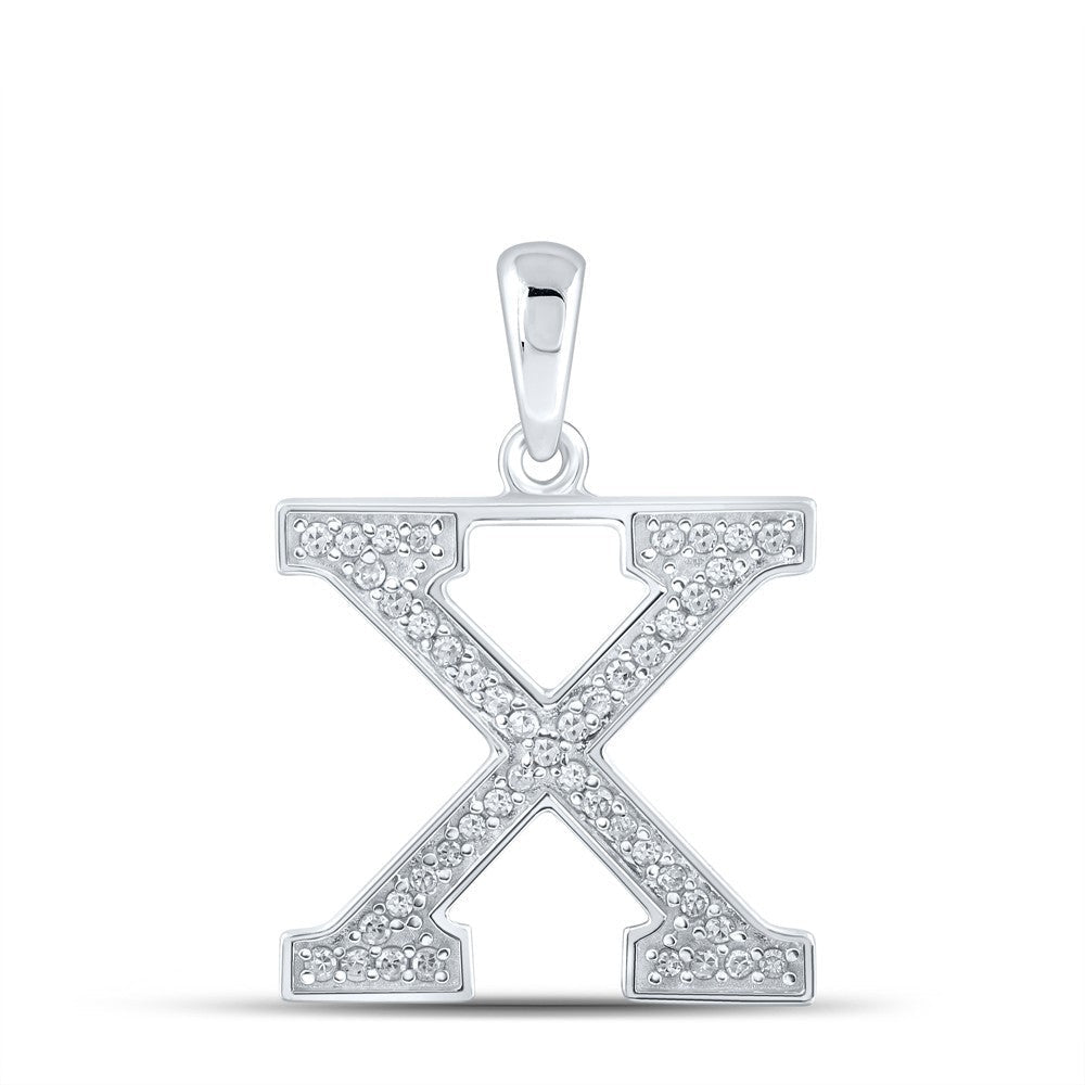 10k White Gold 0.09CTW Natural Diamond Initial "X" Charm 0.71g Alphabet Pendant - Elite Jewelers - Charms & Pendants