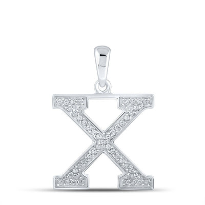 10k White Gold 0.09CTW Natural Diamond Initial "X" Charm 0.71g Alphabet Pendant - Elite Jewelers - Charms & Pendants