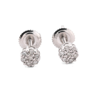 10k White Gold 0.11CTW Natural Diamond 1g Elegant Cluster Flower Earring Stud - Elite Jewelers - Earrings