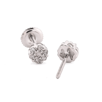 10k White Gold 0.11CTW Natural Diamond 1g Elegant Cluster Flower Earring Stud - Elite Jewelers - Earrings