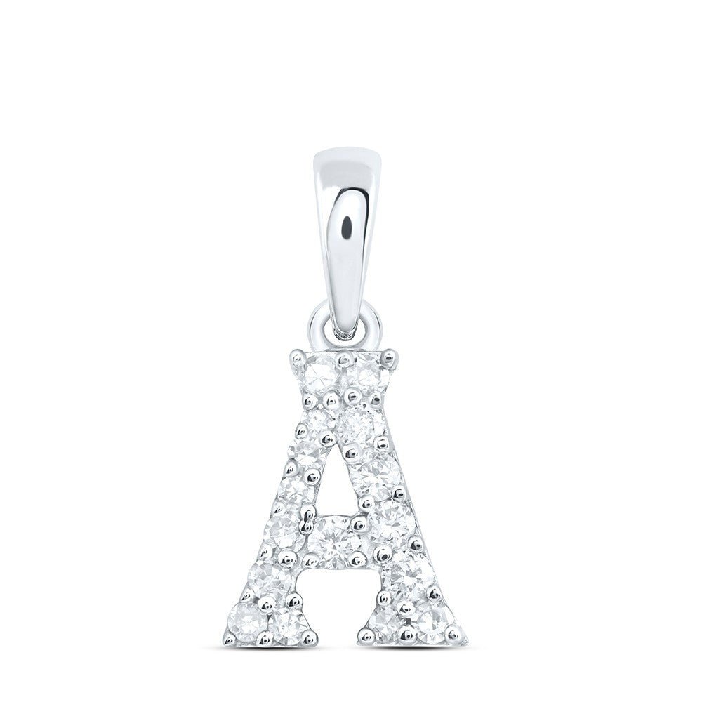 10k White Gold 0.11CTW Natural Diamond Initial "A" Charm 0.35g Alphabet Pendant - Elite Jewelers - Charms & Pendants