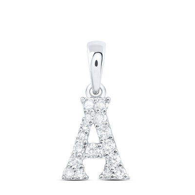 10k White Gold 0.11CTW Natural Diamond Initial "A" Charm 0.35g Alphabet Pendant - Elite Jewelers - Charms & Pendants