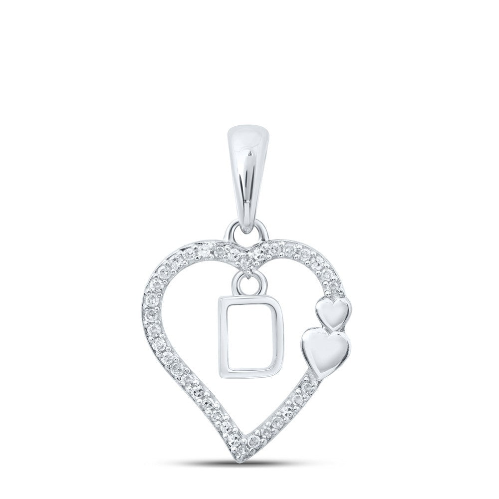 10k White Gold 0.11CTW Natural Diamond Initial "D" Charm 1.22g Alphabet Pendant - Elite Jewelers - Charms & Pendants