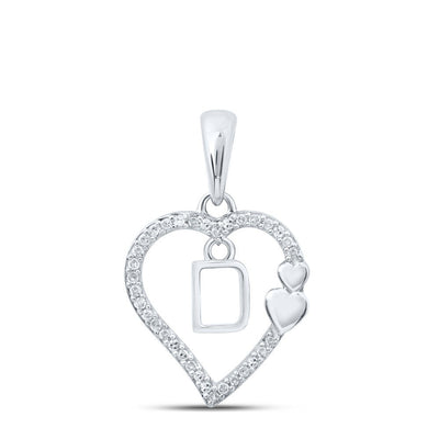 10k White Gold 0.11CTW Natural Diamond Initial "D" Charm 1.22g Alphabet Pendant - Elite Jewelers - Charms & Pendants