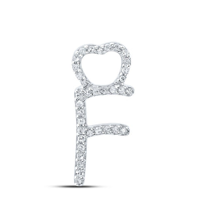 10k White Gold 0.11CTW Natural Diamond Initial "F" Charm 0.76g Alphabet Pendant - Elite Jewelers - Charms & Pendants
