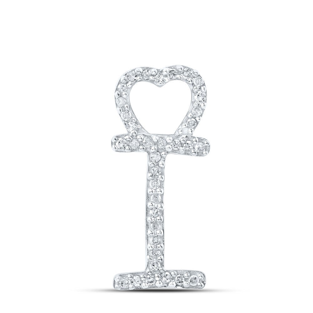 10k White Gold 0.11CTW Natural Diamond Initial "I" Charm 0.86g Alphabet Pendant - Elite Jewelers - Charms & Pendants