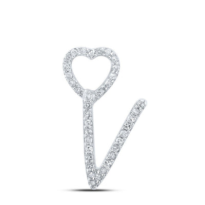 10k White Gold 0.11CTW Natural Diamond Initial "V" Charm 0.79g Alphabet Pendant - Elite Jewelers - Charms & Pendants