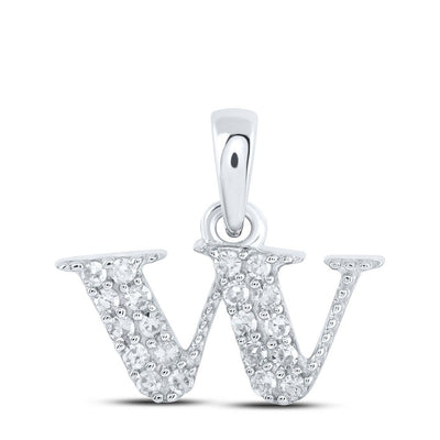 10k White Gold 0.11CTW Natural Diamond Initial "W" Charm 0.62g Alphabet Pendant - Elite Jewelers - Charms & Pendants