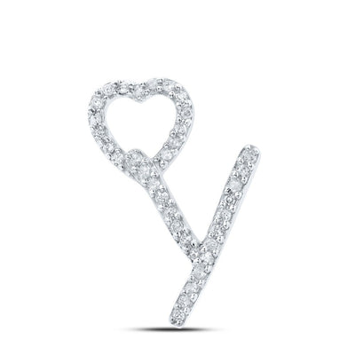 10k White Gold 0.11CTW Natural Diamond Initial "Y" Charm 0.77g Alphabet Pendant - Elite Jewelers - Charms & Pendants