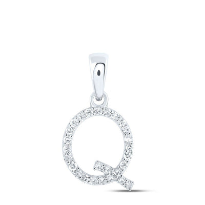 10k White Gold 0.12CTW Natural Diamond Initial "Q" Charm 0.63g Alphabet Pendant - Elite Jewelers - Charms & Pendants