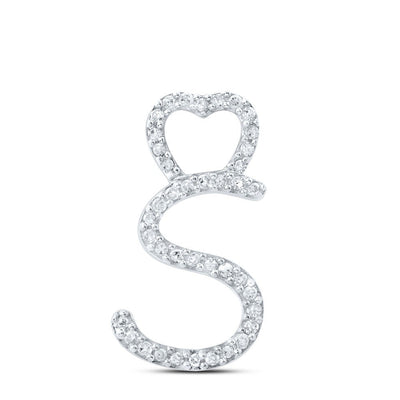 10k White Gold 0.12CTW Natural Diamond Initial "S" Charm 0.9g Alphabet Pendant - Elite Jewelers - Charms & Pendants