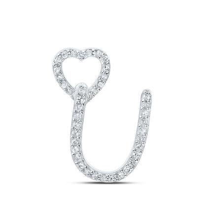 10k White Gold 0.12CTW Natural Diamond Initial "U" Charm 0.88g Alphabet Pendant - Elite Jewelers - Charms & Pendants