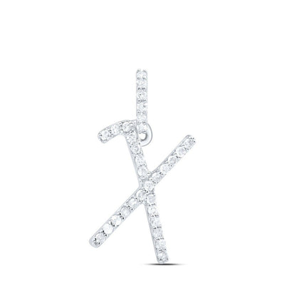 10k White Gold 0.12CTW Natural Diamond Initial "X" Charm 0.4g Alphabet Pendant - Elite Jewelers - Charms & Pendants