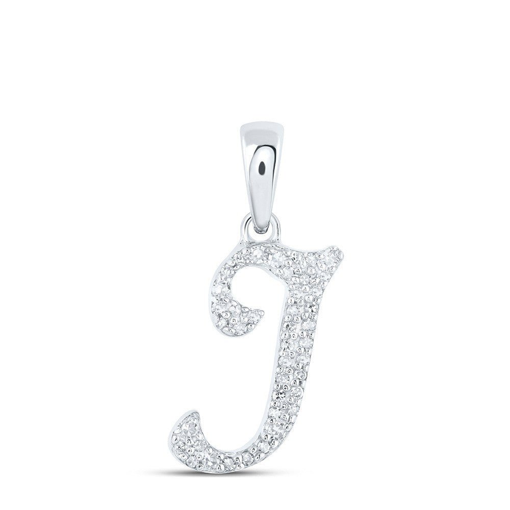 10k White Gold 0.13CTW Natural Diamond Initial "I" Charm 0.77g Alphabet Pendant - Elite Jewelers - Charms & Pendants