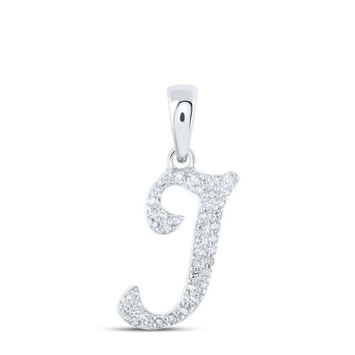 10k White Gold 0.13CTW Natural Diamond Initial "I" Charm 0.77g Alphabet Pendant - Elite Jewelers - Charms & Pendants