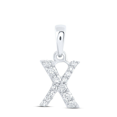 10k White Gold 0.13CTW Natural Diamond Initial "X" Charm 0.4g Alphabet Pendant - Elite Jewelers - Charms & Pendants