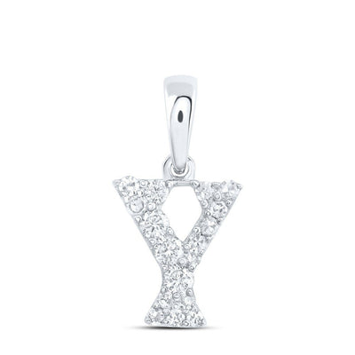 10k White Gold 0.13CTW Natural Diamond Initial "Y" Charm 0.4g Alphabet Pendant - Elite Jewelers - Charms & Pendants