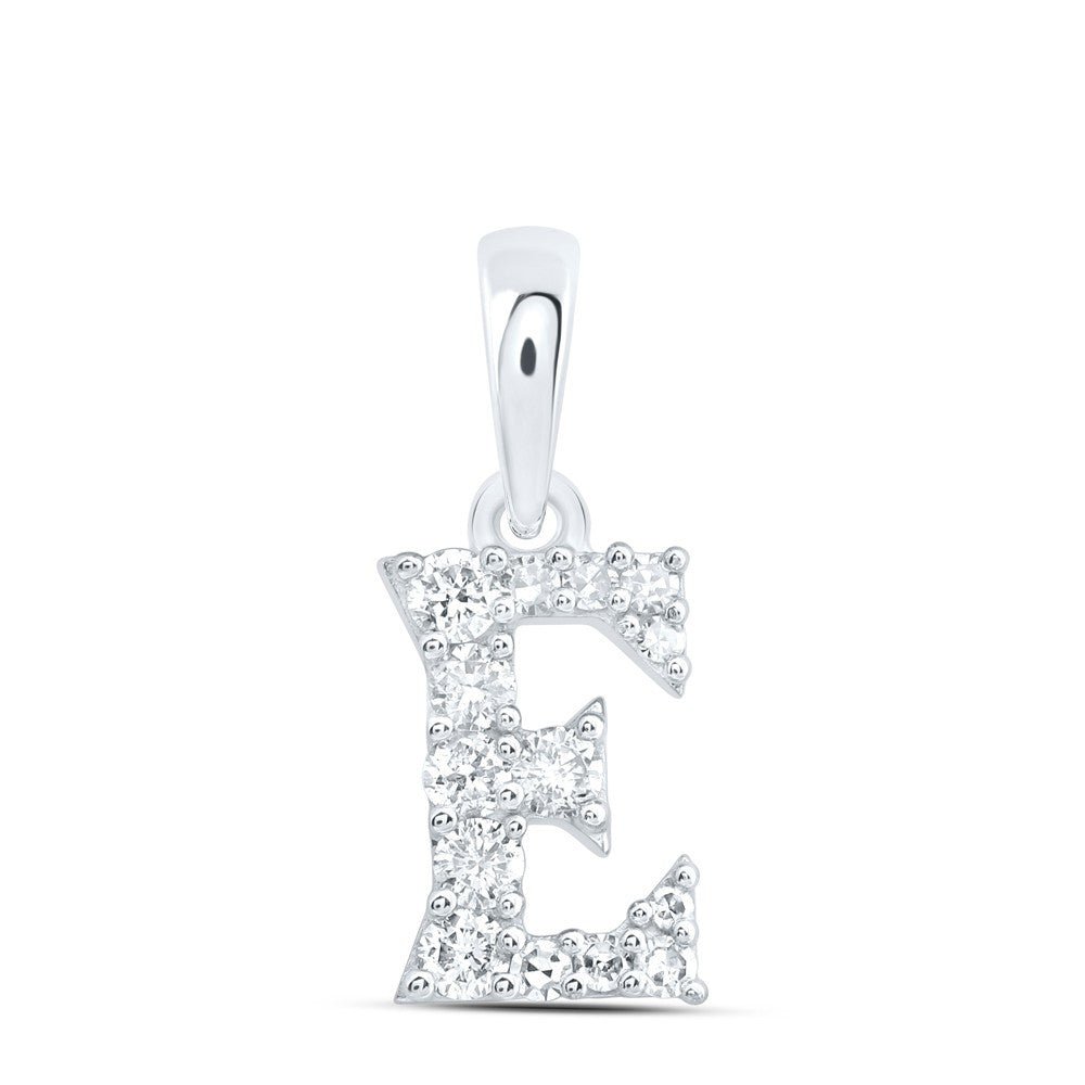 10k White Gold 0.14CTW Natural Diamond Initial "E" Charm 0.39g Alphabet Pendant - Elite Jewelers - Charms & Pendants
