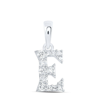 10k White Gold 0.14CTW Natural Diamond Initial "E" Charm 0.39g Alphabet Pendant - Elite Jewelers - Charms & Pendants