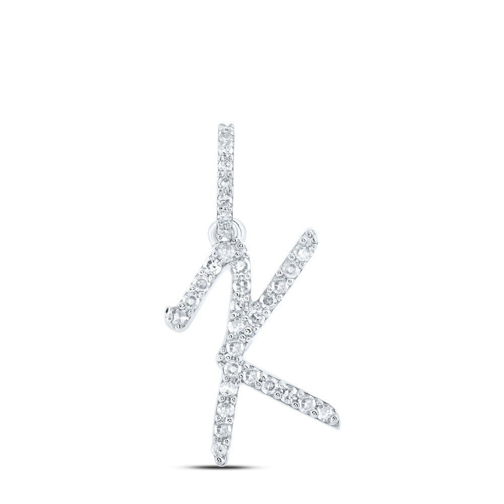 10k White Gold 0.14CTW Natural Diamond Initial "K" Charm 0.66g Alphabet Pendant - Elite Jewelers - Charms & Pendants