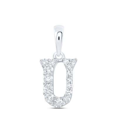 10k White Gold 0.14CTW Natural Diamond Initial "U" Charm 0.38g Alphabet Pendant - Elite Jewelers - Charms & Pendants