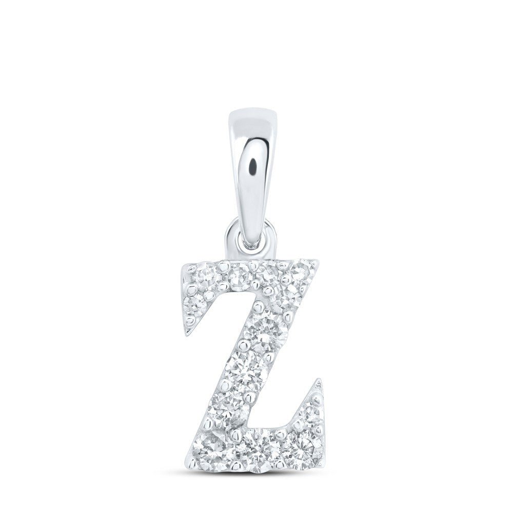 10k White Gold 0.14CTW Natural Diamond Initial "Z" Charm 0.4g Alphabet Pendant - Elite Jewelers - Charms & Pendants