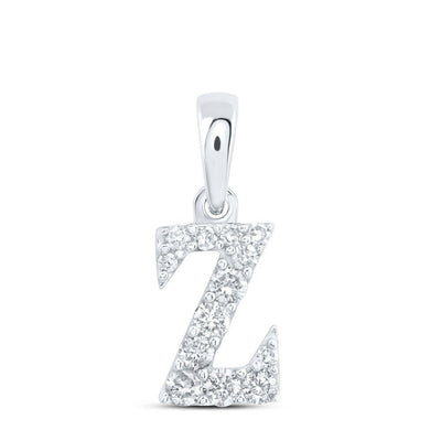10k White Gold 0.14CTW Natural Diamond Initial "Z" Charm 0.4g Alphabet Pendant - Elite Jewelers - Charms & Pendants