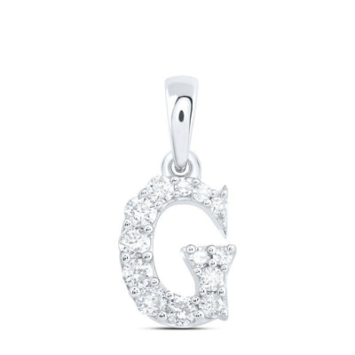 10k White Gold 0.15CTW Natural Diamond Initial "G" Charm 0.43g Alphabet Pendant - Elite Jewelers - Charms & Pendants