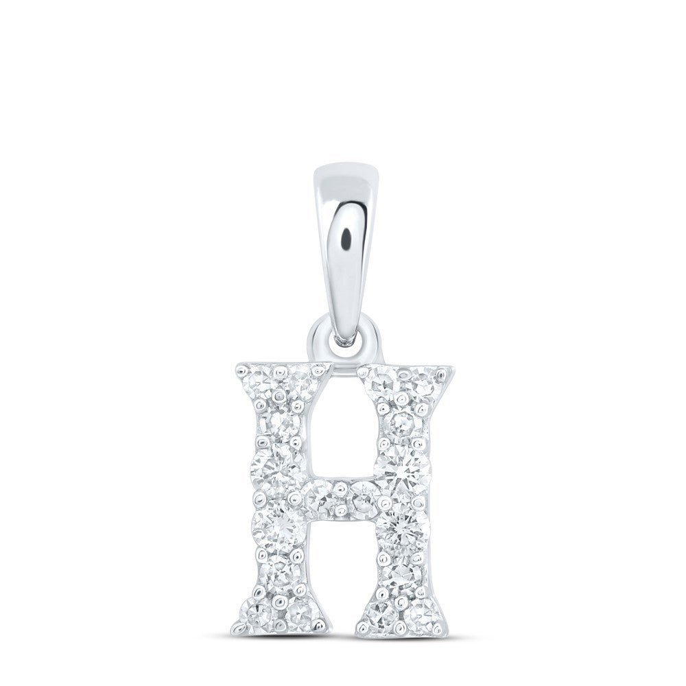 10k White Gold 0.15CTW Natural Diamond Initial "H" Charm 0.44g Alphabet Pendant - Elite Jewelers - Charms & Pendants