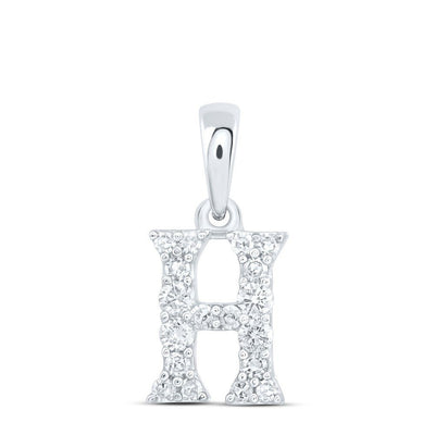10k White Gold 0.15CTW Natural Diamond Initial "H" Charm 0.44g Alphabet Pendant - Elite Jewelers - Charms & Pendants