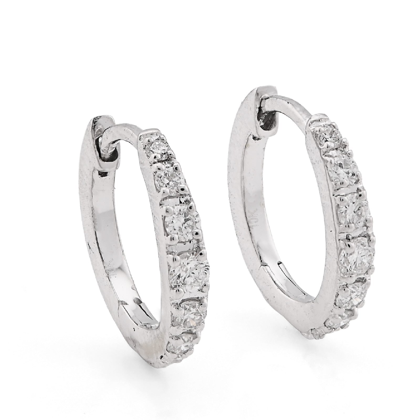10K White Gold 0.16CT Natural Diamond Hoops Men Women Earrings - Elite Jewelers - Earrings