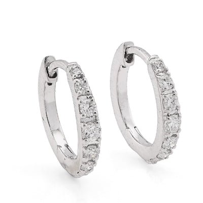 10K White Gold 0.16CT Natural Diamond Hoops Men Women Earrings - Elite Jewelers - Earrings
