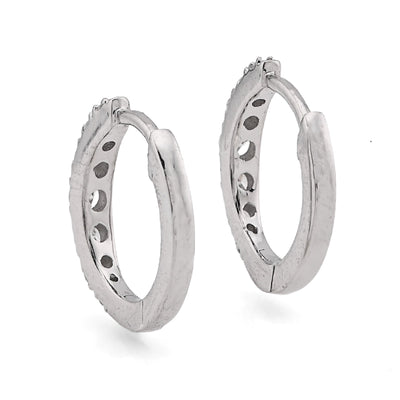 10K White Gold 0.16CT Natural Diamond Hoops Men Women Earrings - Elite Jewelers - Earrings