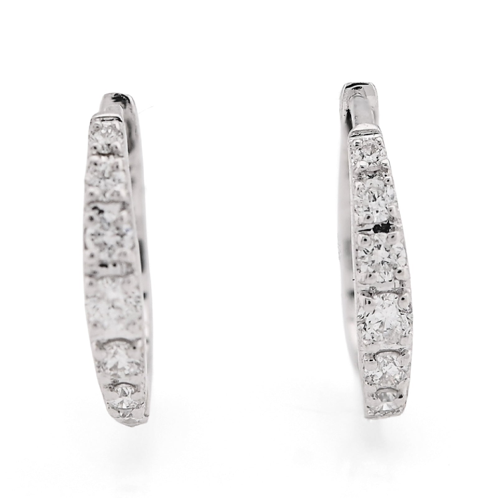 10K White Gold 0.16CT Natural Diamond Hoops Men Women Earrings - Elite Jewelers - Earrings