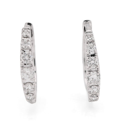 10K White Gold 0.16CT Natural Diamond Hoops Men Women Earrings - Elite Jewelers - Earrings