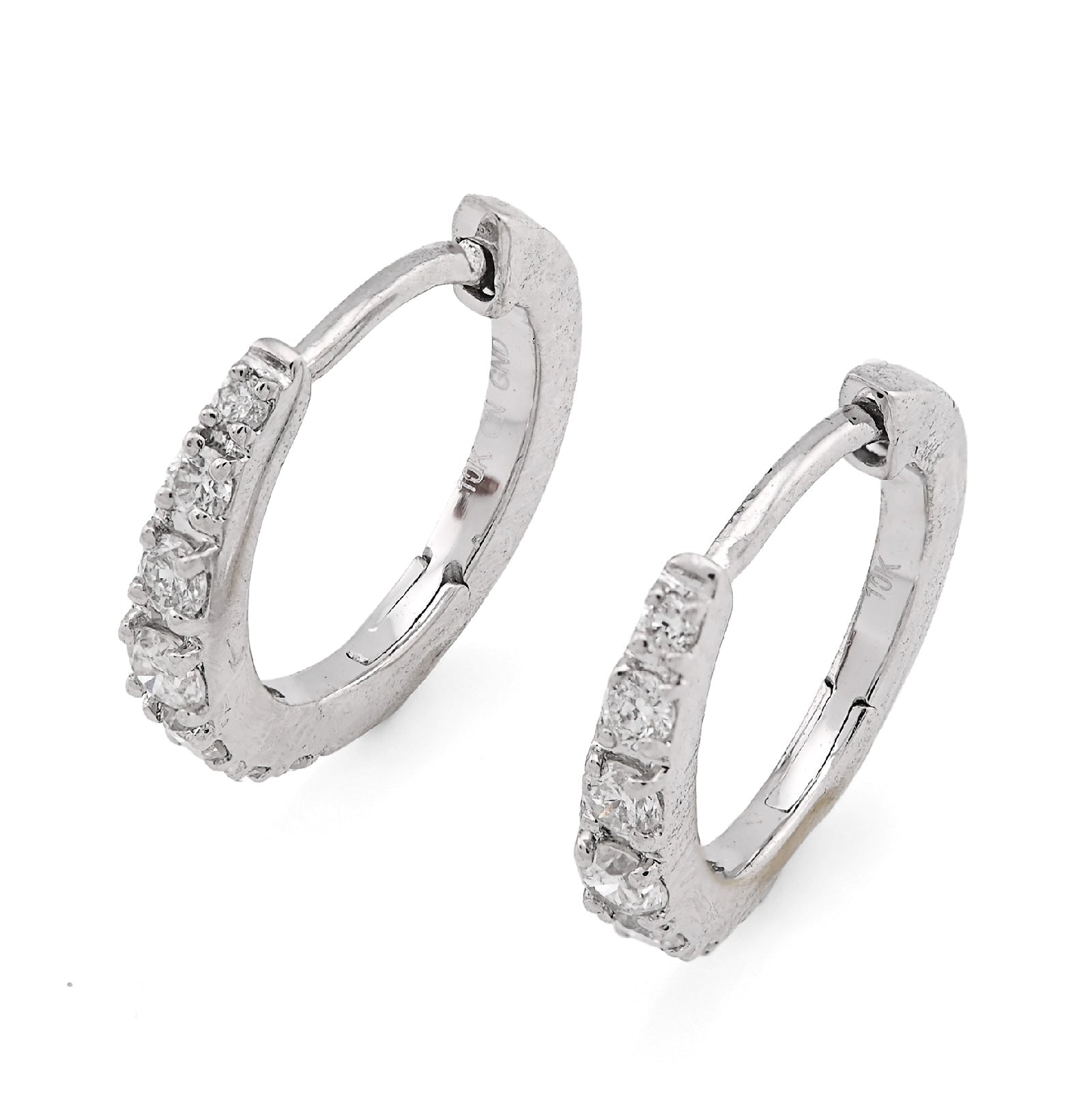 10K White Gold 0.16CT Natural Diamond Hoops Men Women Earrings - Elite Jewelers - Earrings