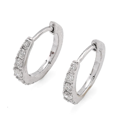 10K White Gold 0.16CT Natural Diamond Hoops Men Women Earrings - Elite Jewelers - Earrings