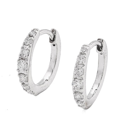 10K White Gold 0.16CT Natural Diamond Hoops Men Women Earrings - Elite Jewelers - Earrings