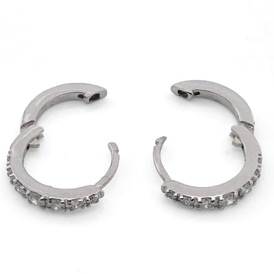 10K White Gold 0.16CT Natural Diamond Hoops Men Women Earrings - Elite Jewelers - Earrings