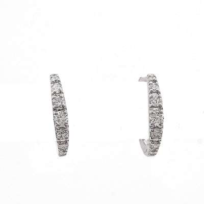 10K White Gold 0.16CT Natural Diamond Hoops Men Women Earrings - Elite Jewelers - Earrings