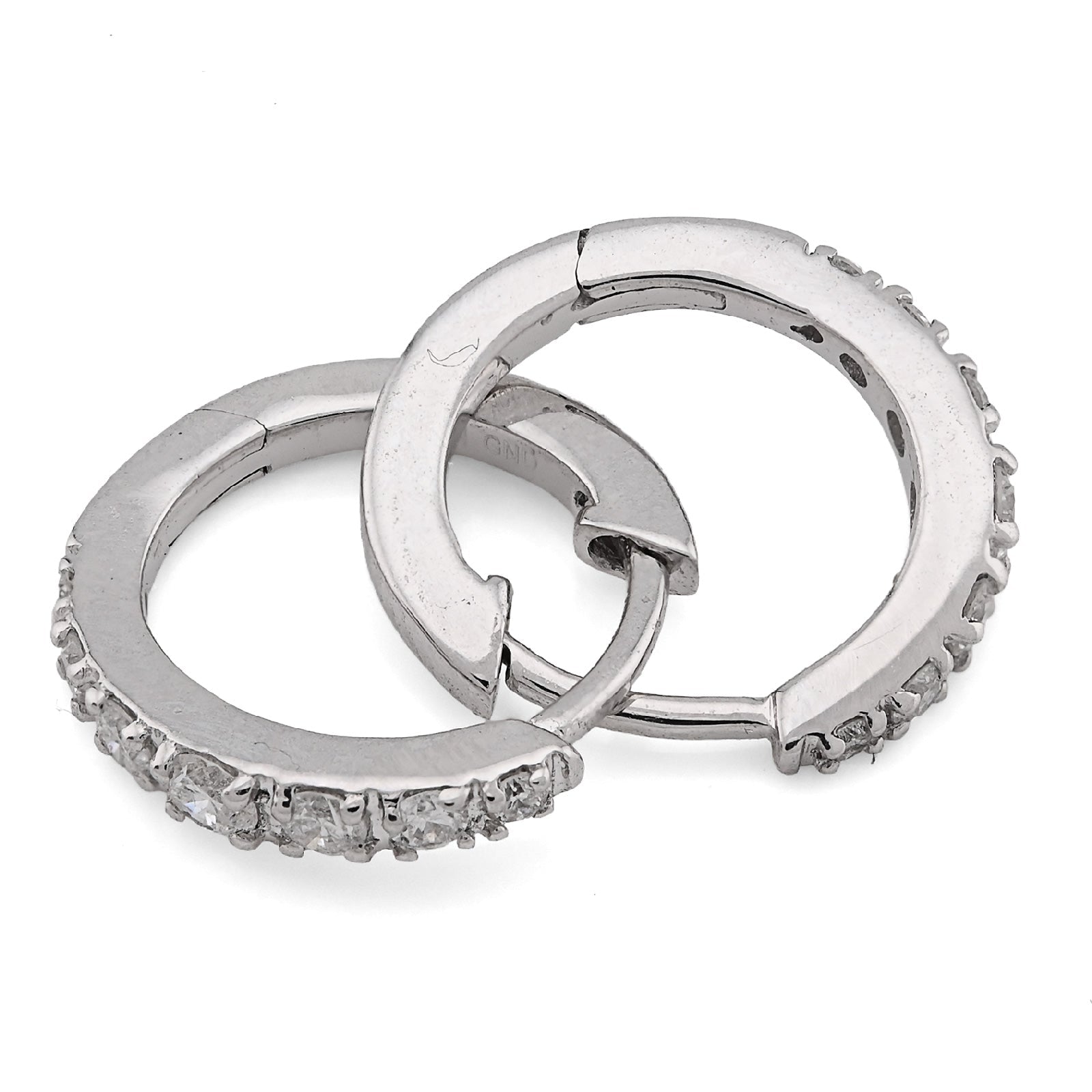 10K White Gold 0.16CT Natural Diamond Hoops Men Women Earrings - Elite Jewelers - Earrings