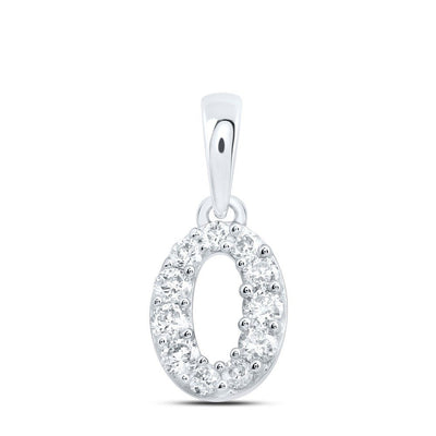 10k White Gold 0.16CTW Natural Diamond Initial "O" Charm 0.32g Alphabet Pendant - Elite Jewelers - Charms & Pendants
