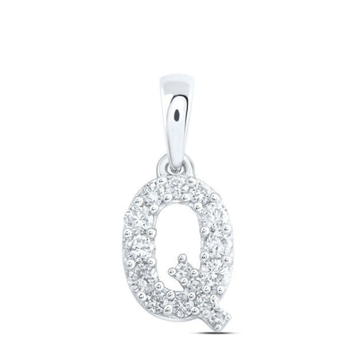 10k White Gold 0.17CTW Natural Diamond Initial "Q" Charm 0.37g Alphabet Pendant - Elite Jewelers - Charms & Pendants